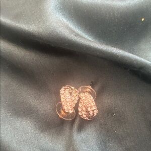 Crystal Pavé Flip-Flop Stud Earrings - silver